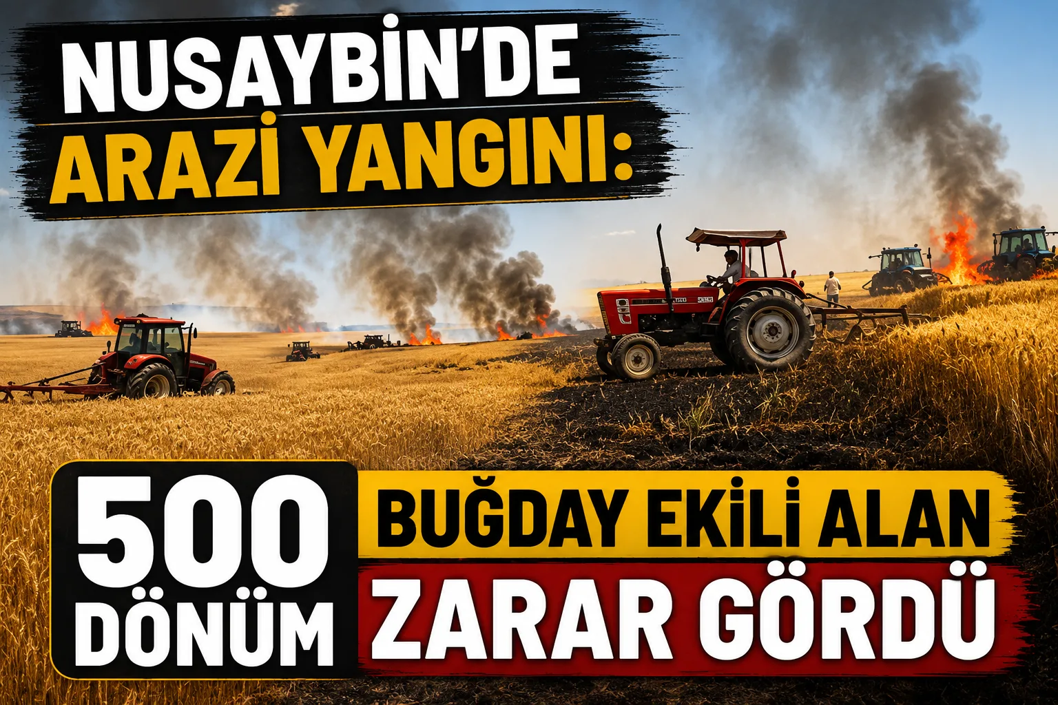 Nusaybin’de Arazi Yangını: 500 Dönüm Buğday Ekili Alan Zarar Gördü